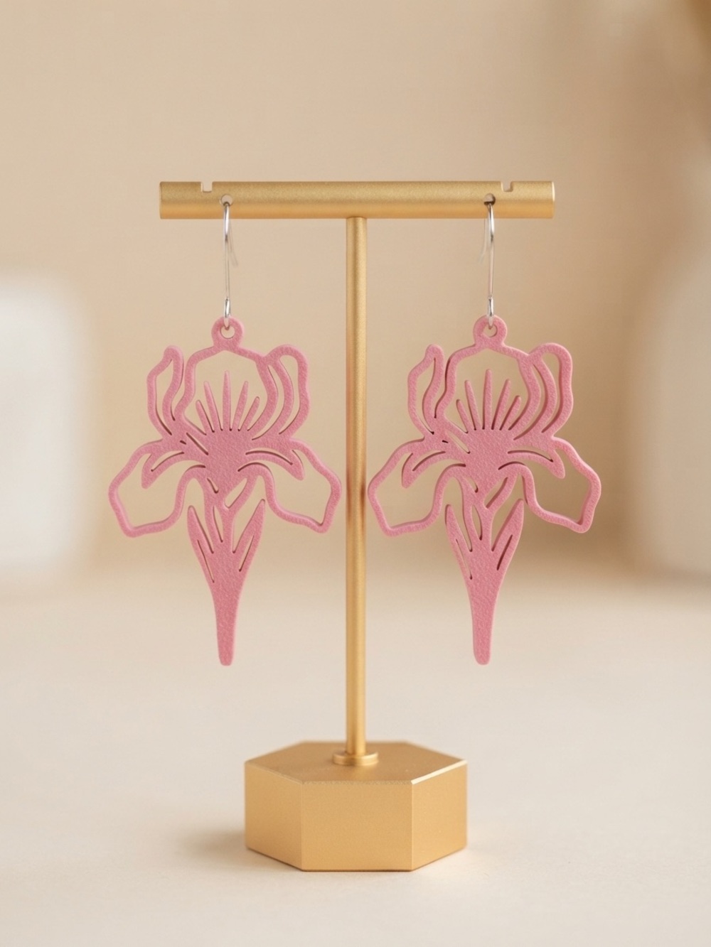 Pink Floral Cutout Dangle Earrings - Women's Jewelry
